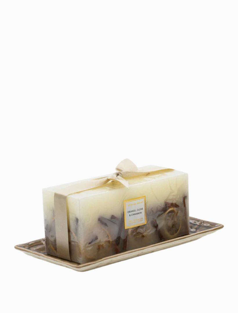 Side view - rectangle botanical candle front