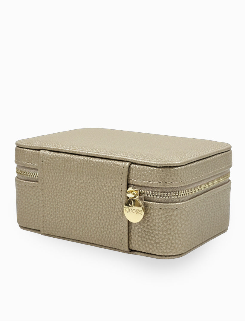 Rectangle Jewellery Case Pebble Gold