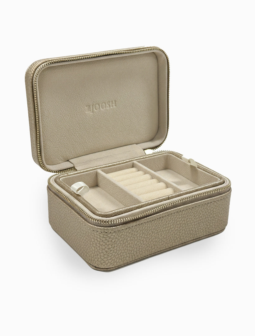 Rectangle Jewellery Case Pebble Gold