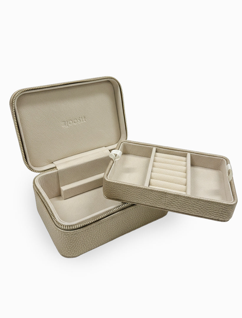 Rectangle Jewellery Case Pebble Gold
