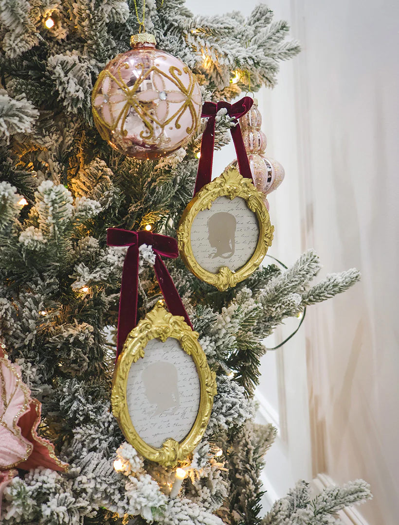 Round Mini Frame Burgundy Ribbon