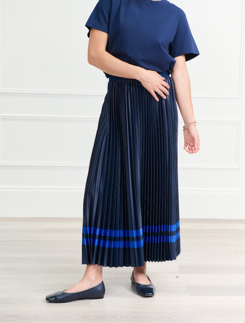 Royal Stripe Pleat Skirt - FINAL SALE