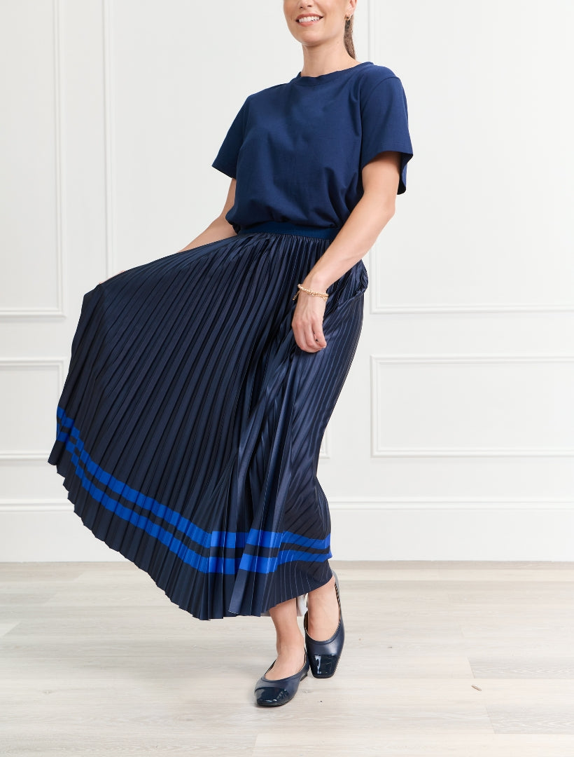 Royal Stripe Pleat Skirt - FINAL SALE