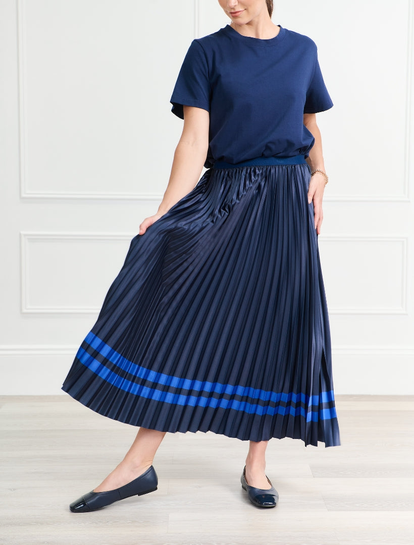 Royal Stripe Pleat Skirt - FINAL SALE
