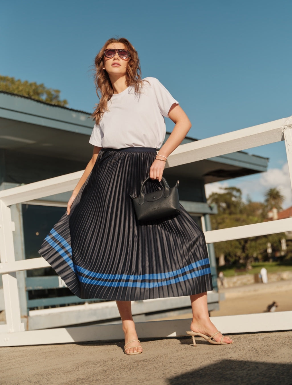 Royal Stripe Pleat Skirt - FINAL SALE
