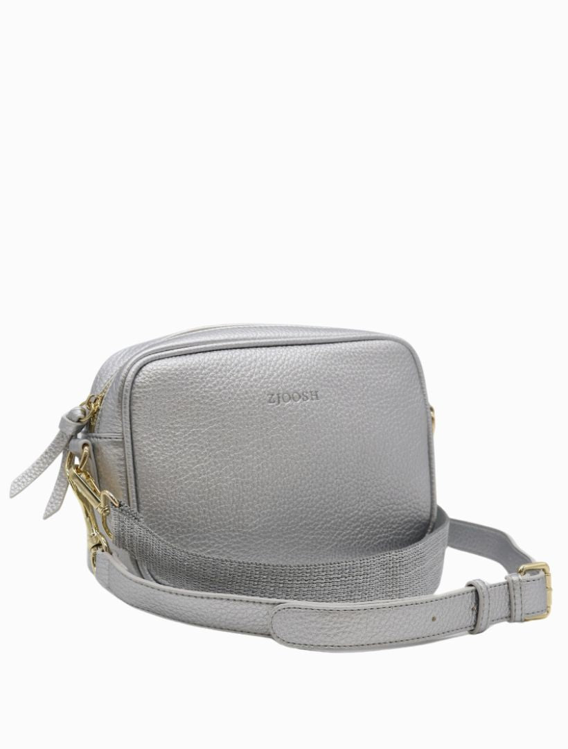 Side view - silver cross body bag