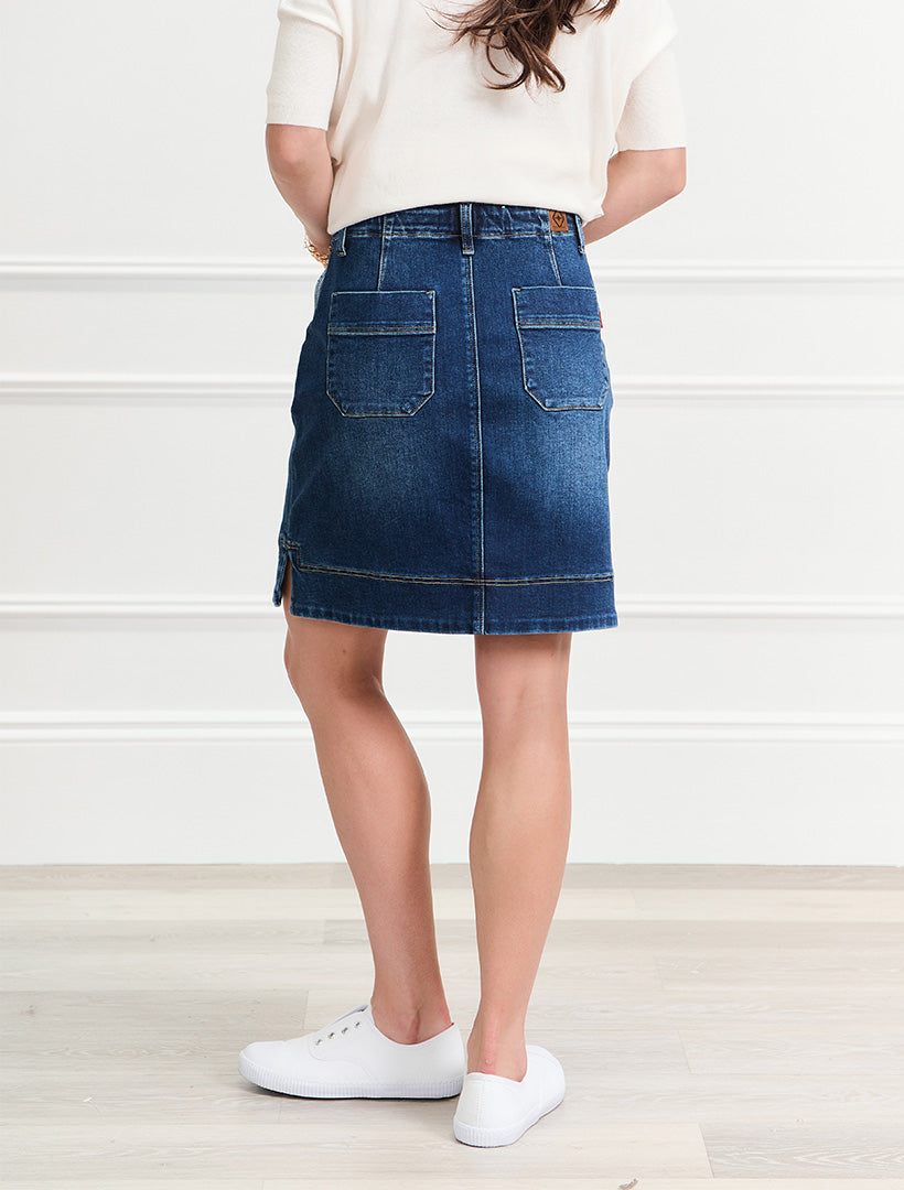 Sapphire Cargo Denim Skirt Indigo