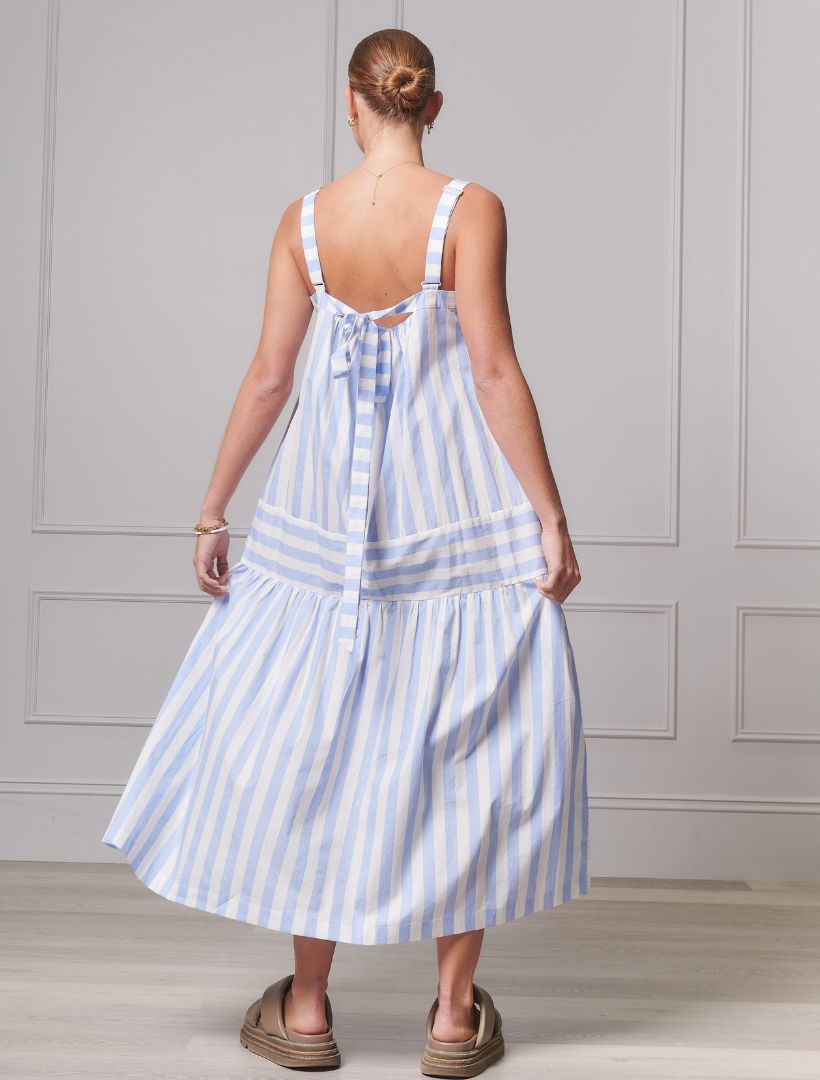 Back view - blue striped sundress