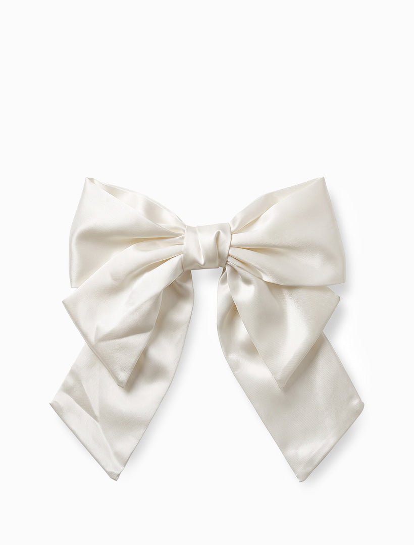 Satin Clip On Bow Ivory
