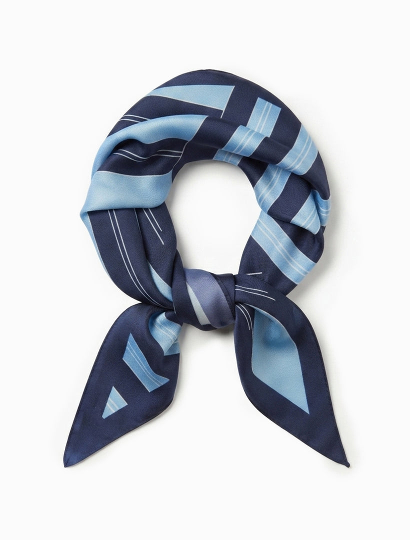 Navy Stripes Trapezoid Scarf