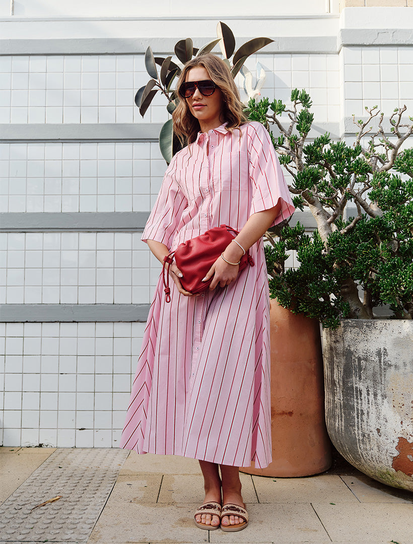 The Sloan Striped Dress Pink