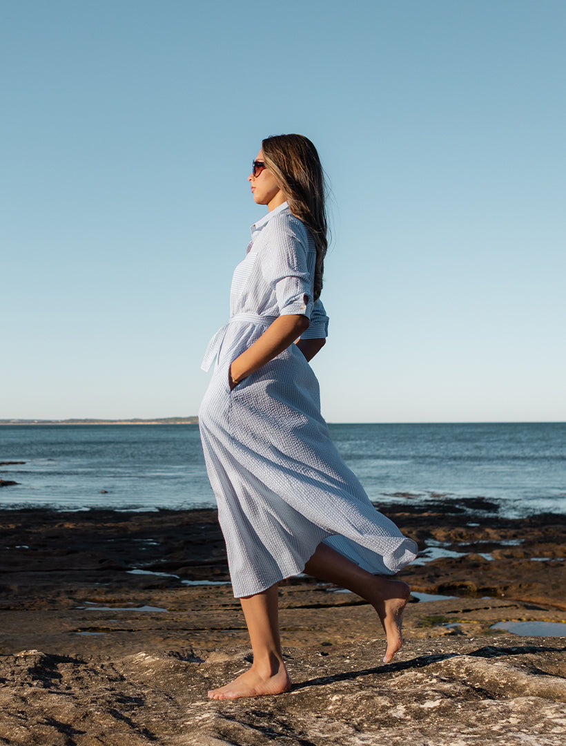 Sloane Striped Dress Sky