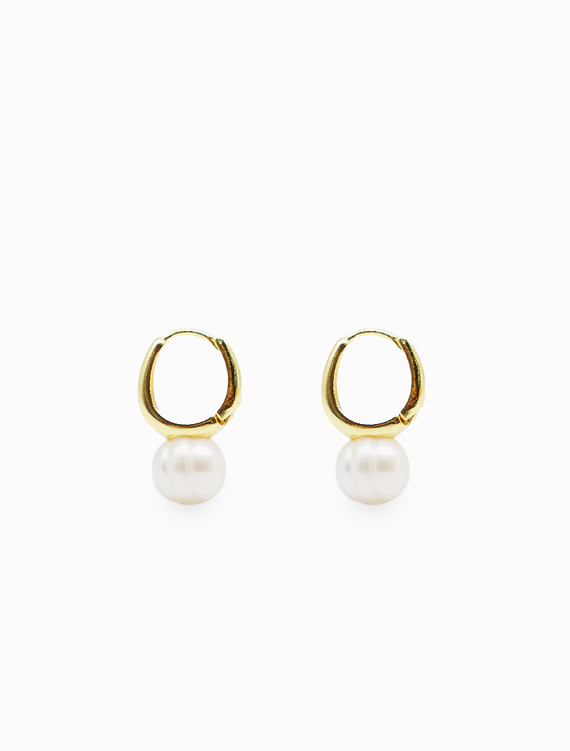 Small Oval Pearl Hoops