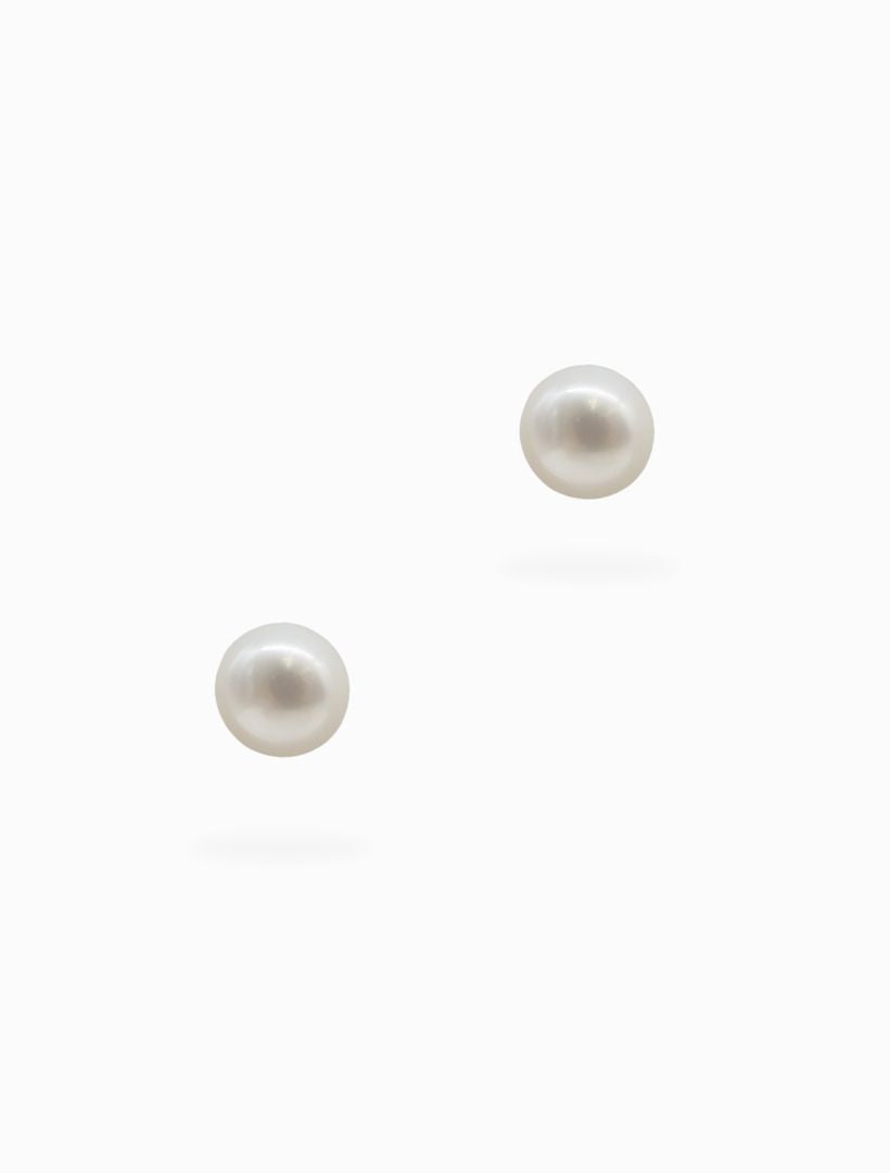 Front view - small pearl stud earrings