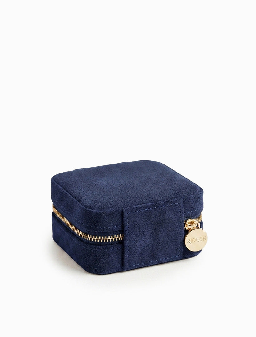 Square Eco Suede Jewellery Case Navy