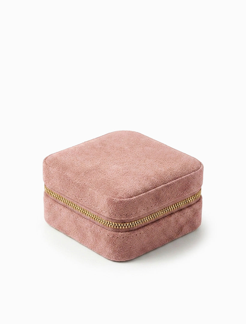 Square Eco Suede Jewellery Case Blush