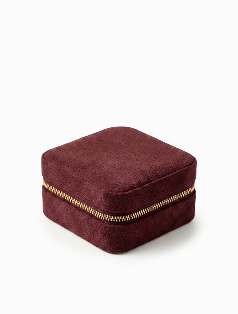Square Eco Suede Jewellery Case Pinot