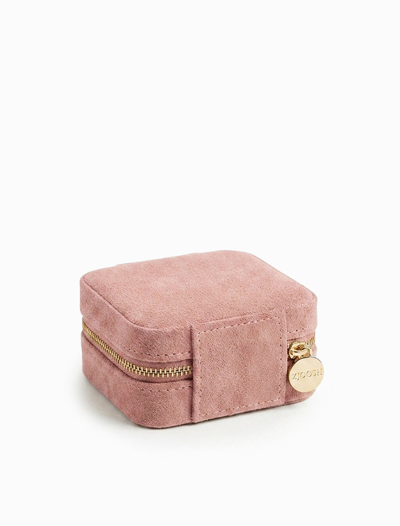 Square Eco Suede Jewellery Case Blush