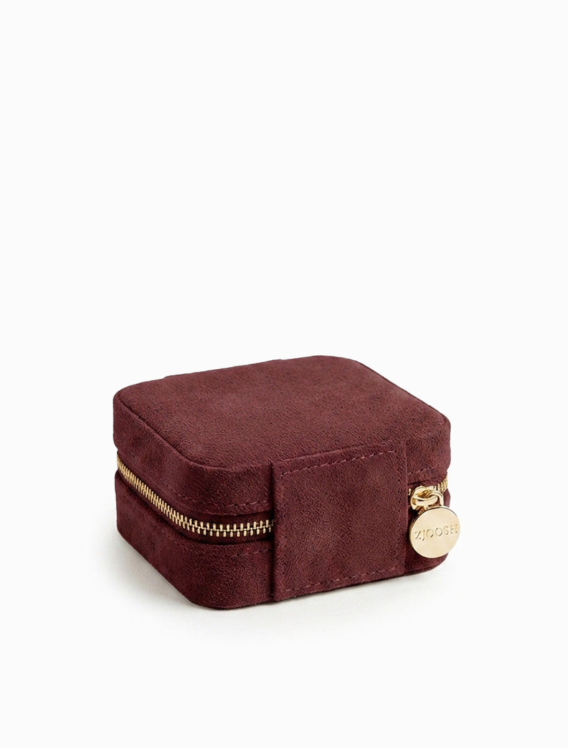 Square Eco Suede Jewellery Case Pinot