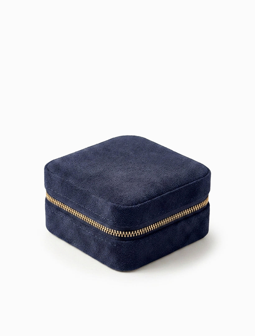 Square Eco Suede Jewellery Case Navy