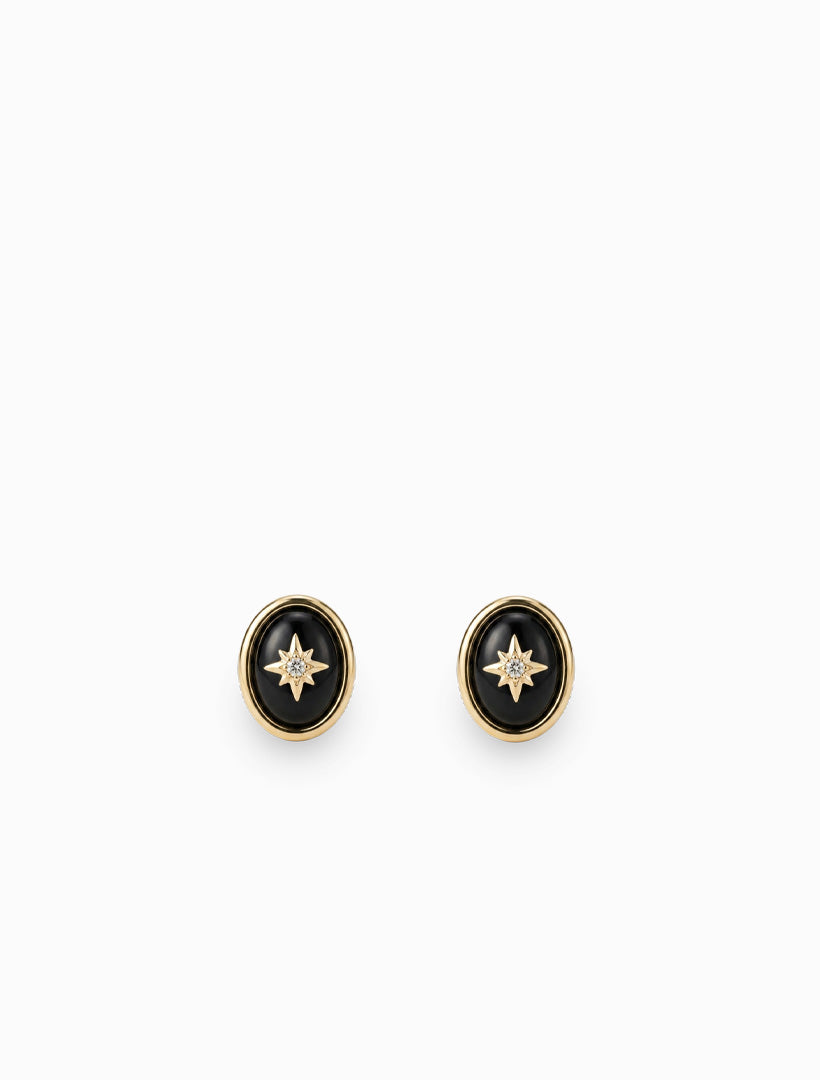 Starburst Agate Studs Black