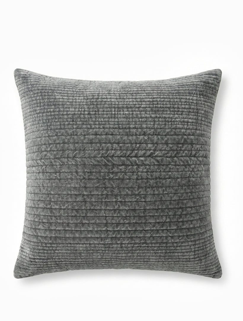 Stone Washed Velvet Cushion Grey 50cm x 50cm