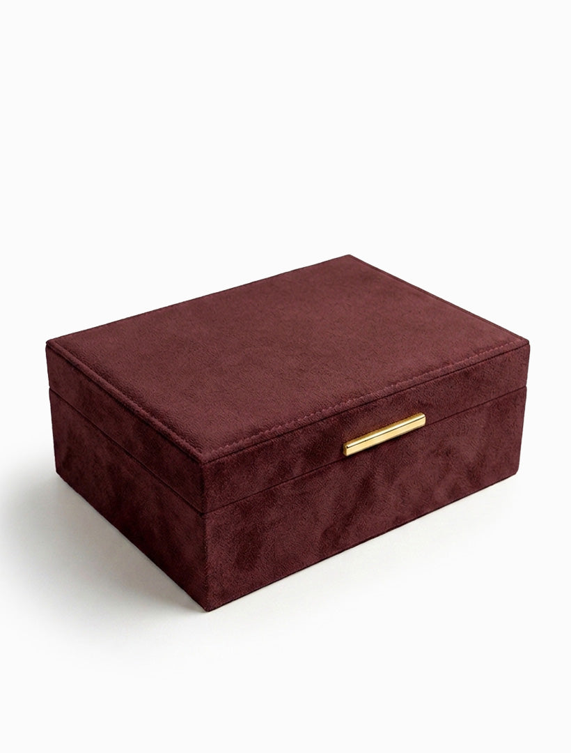 Eco Suede Jewellery Box Pinot