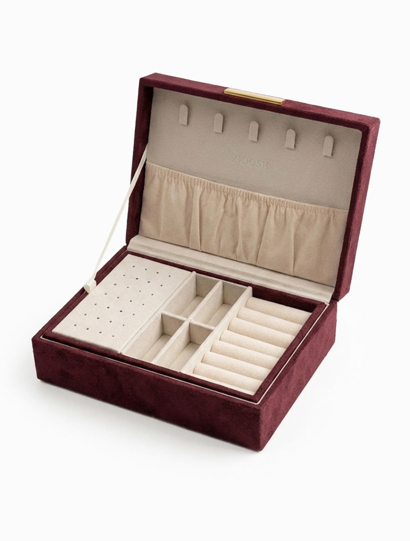 Eco Suede Jewellery Box Pinot