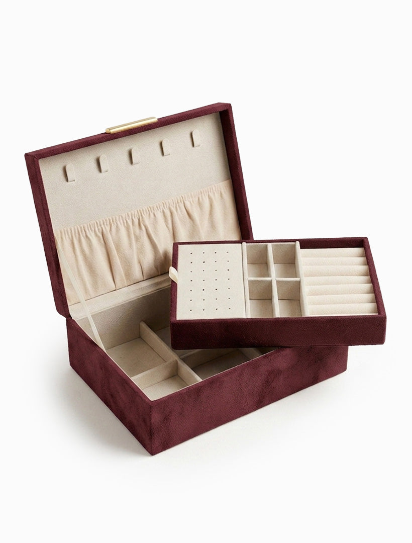 Eco Suede Jewellery Box Pinot