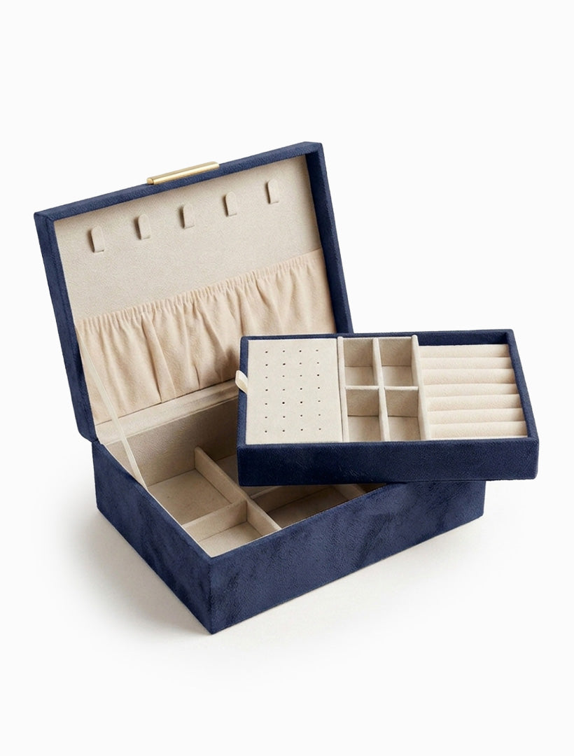 Eco Suede Jewellery Box Navy