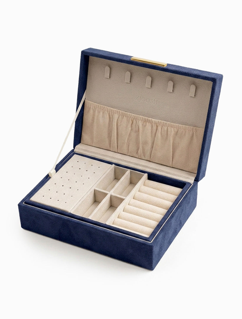 Eco Suede Jewellery Box Navy