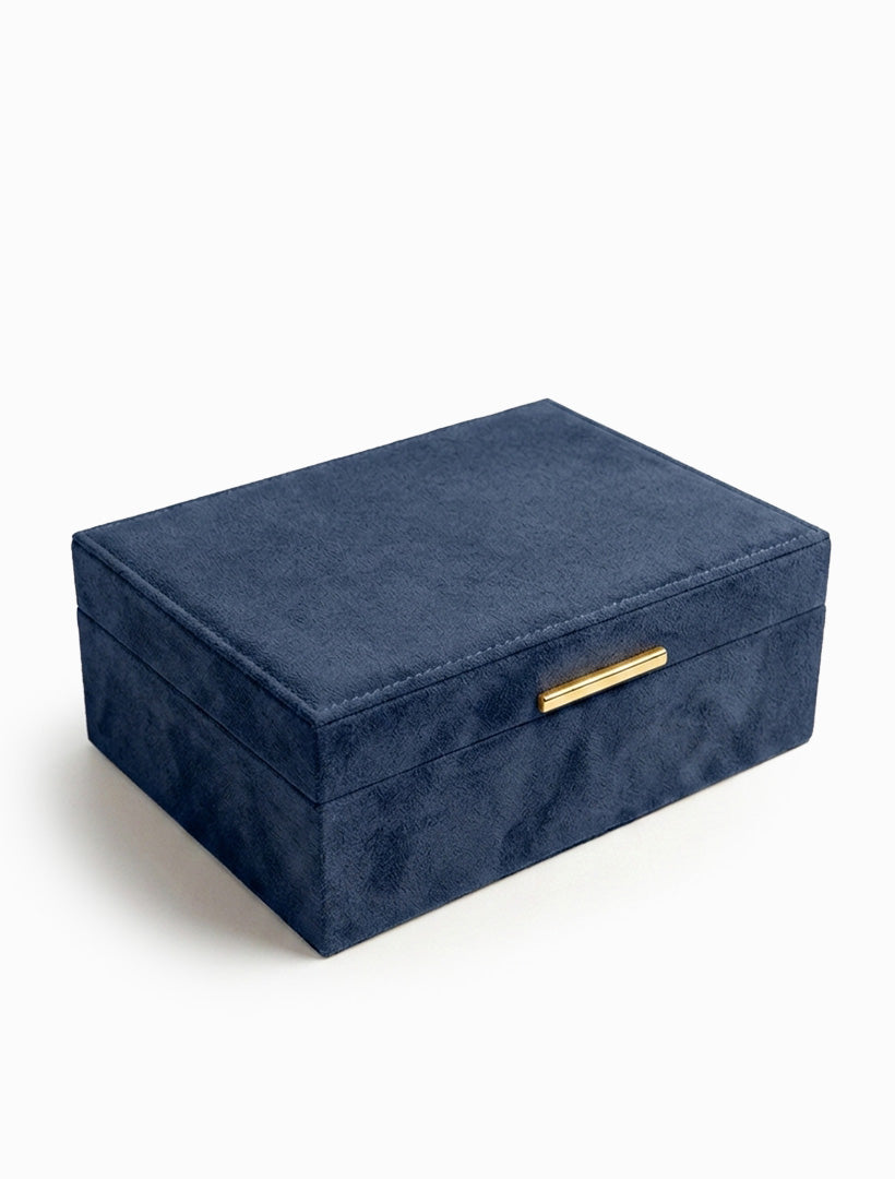 Eco Suede Jewellery Box Navy