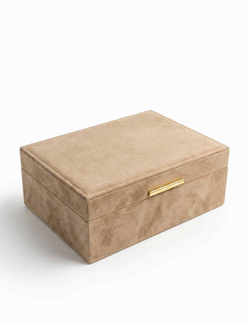 Eco Suede Jewellery Box Latte