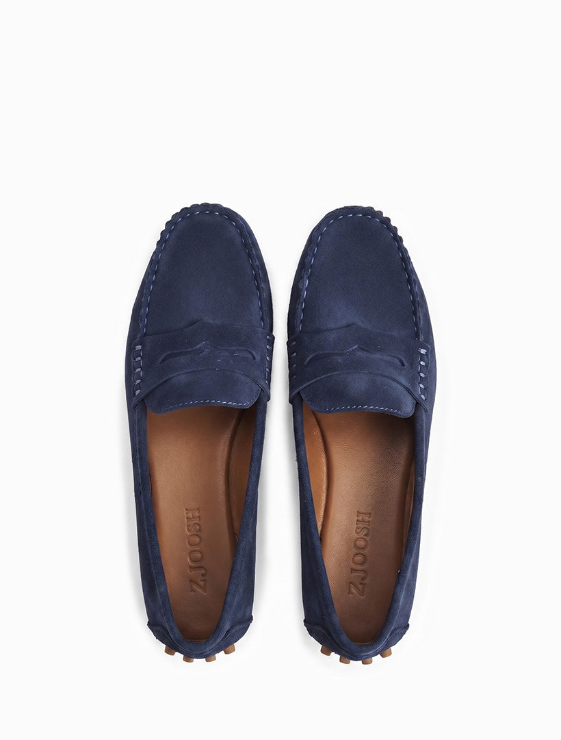 Suede Mila Driving Moccasin Navy