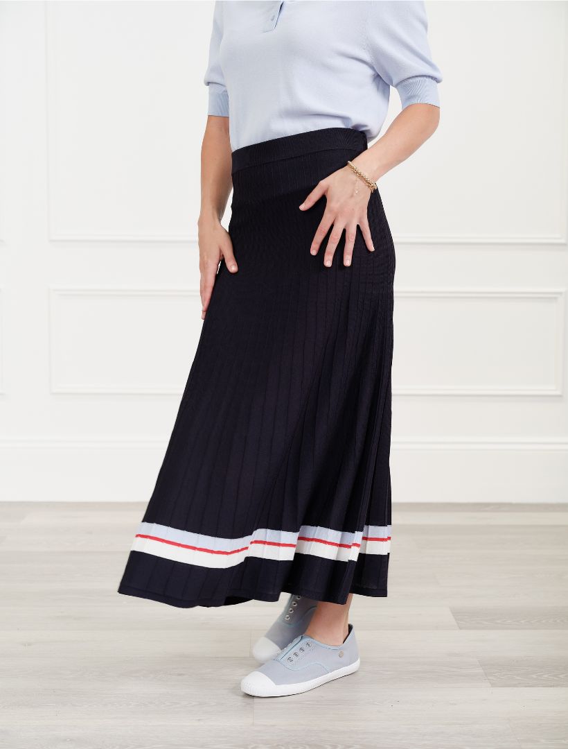Sunray Knit Skirt Stripe Navy - FINAL SALE