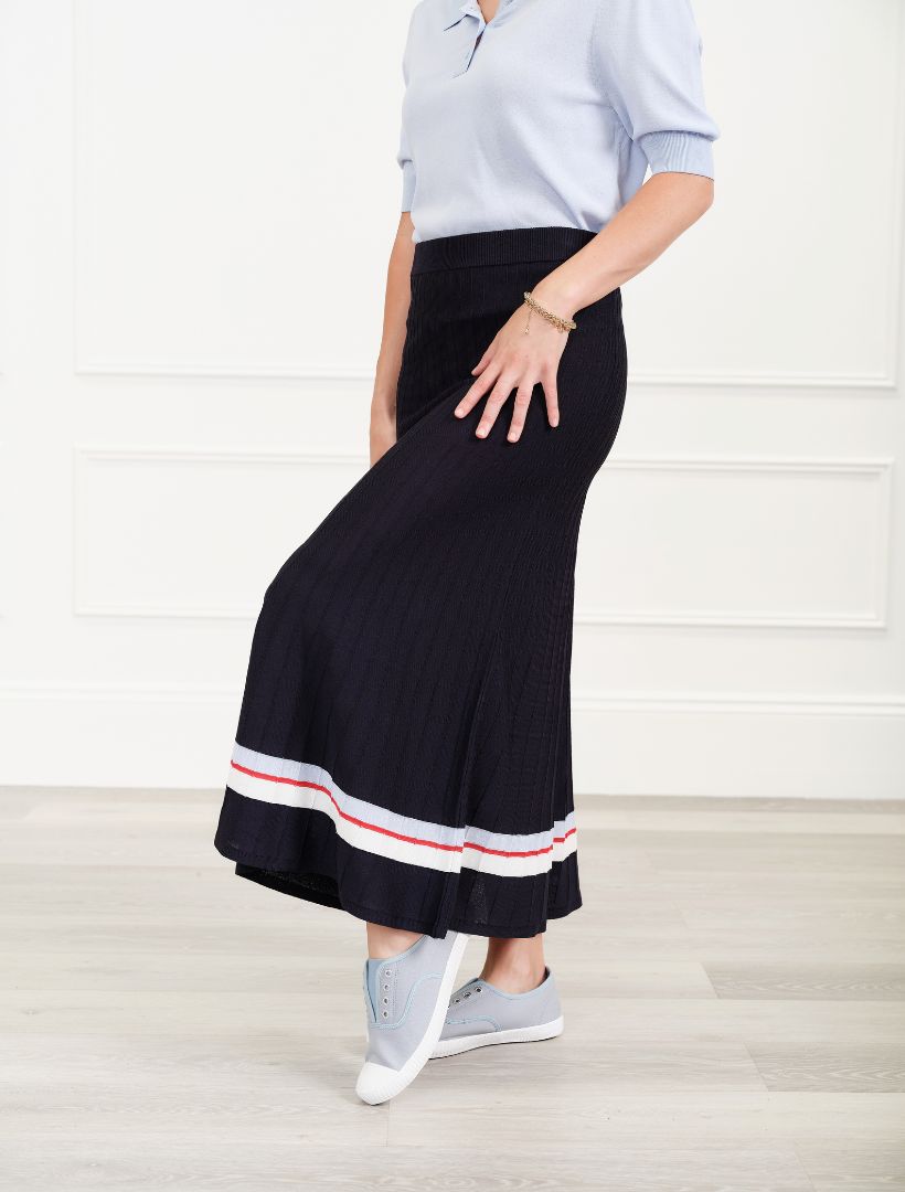 Sunray Knit Skirt Stripe Navy - FINAL SALE