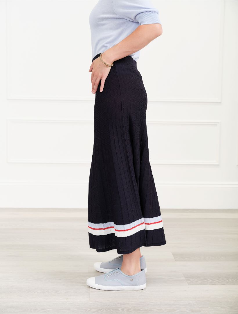 Sunray Knit Skirt Stripe Navy - FINAL SALE