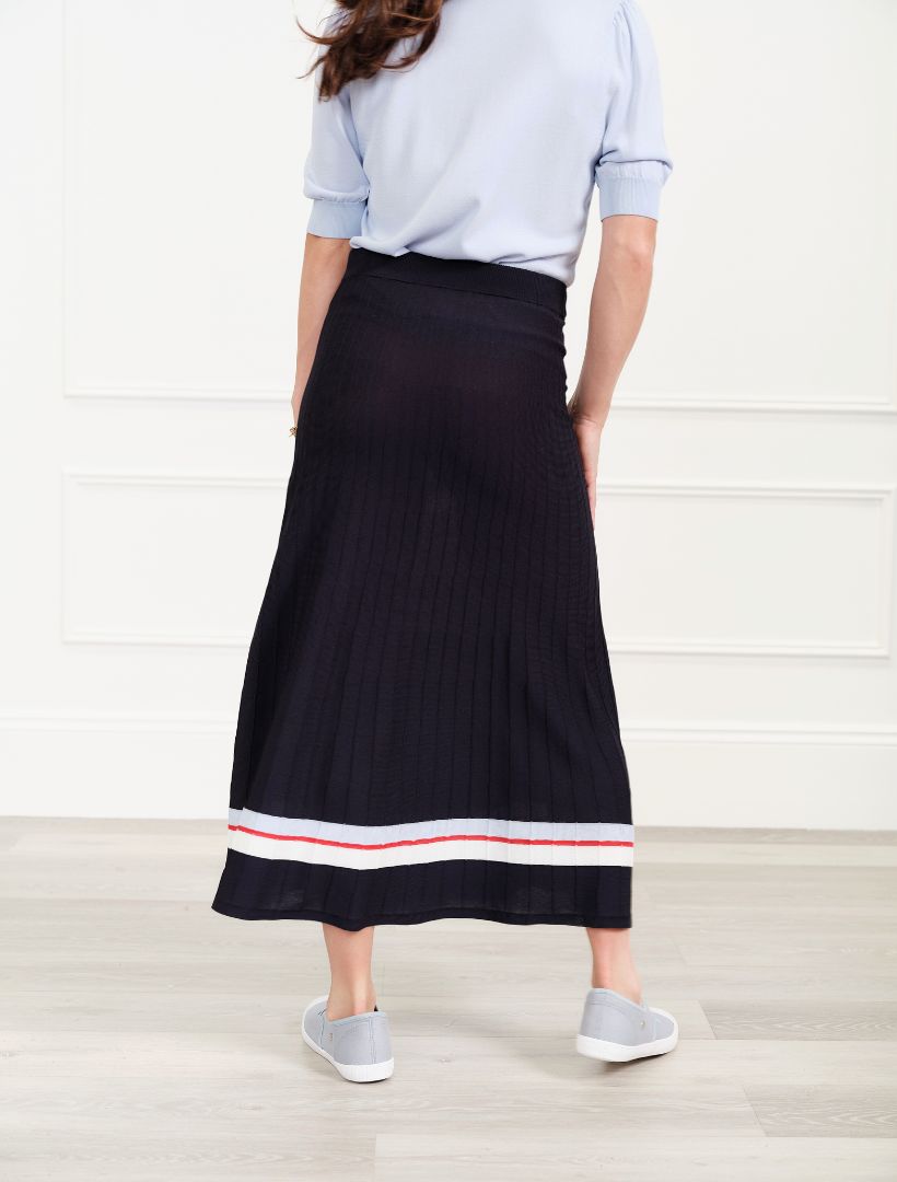 Sunray Knit Skirt Stripe Navy - FINAL SALE
