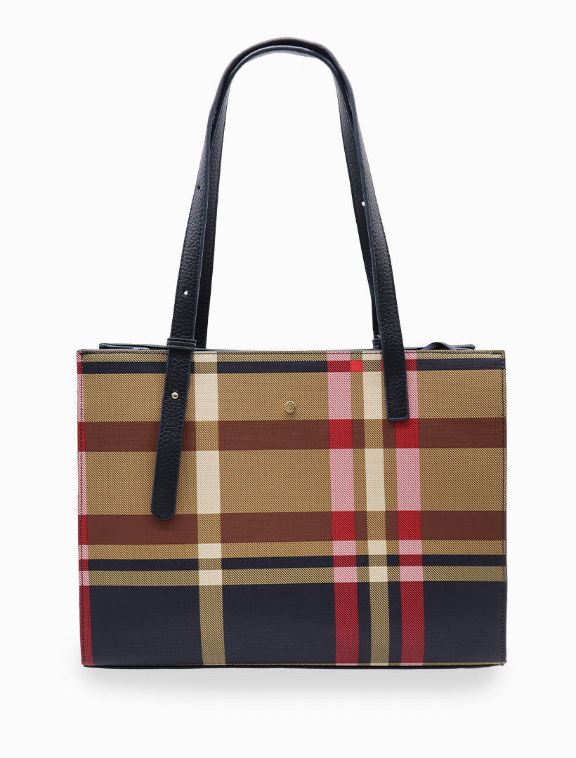 The Sutton Check Tote Navy