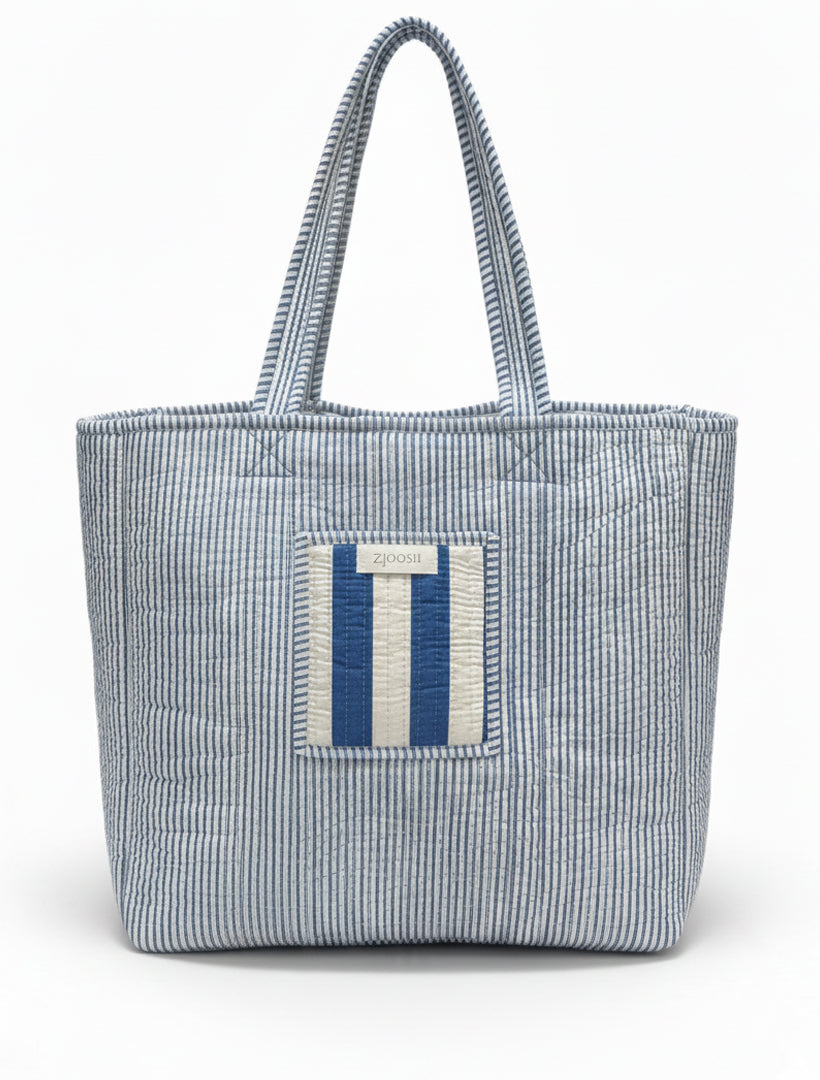 Isola Bella Tote Blue White Stripes