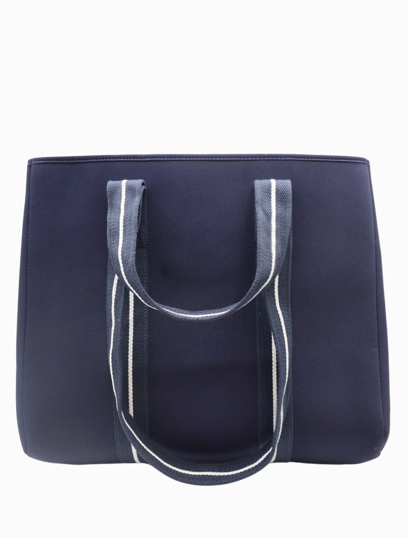 Back view - navy neoprene tote bag