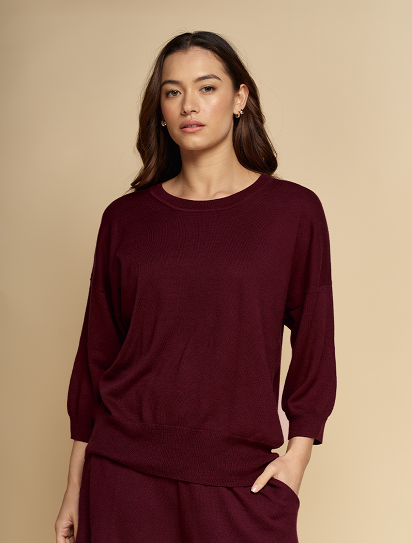 Tara Cotton Cashmere Knit Berry