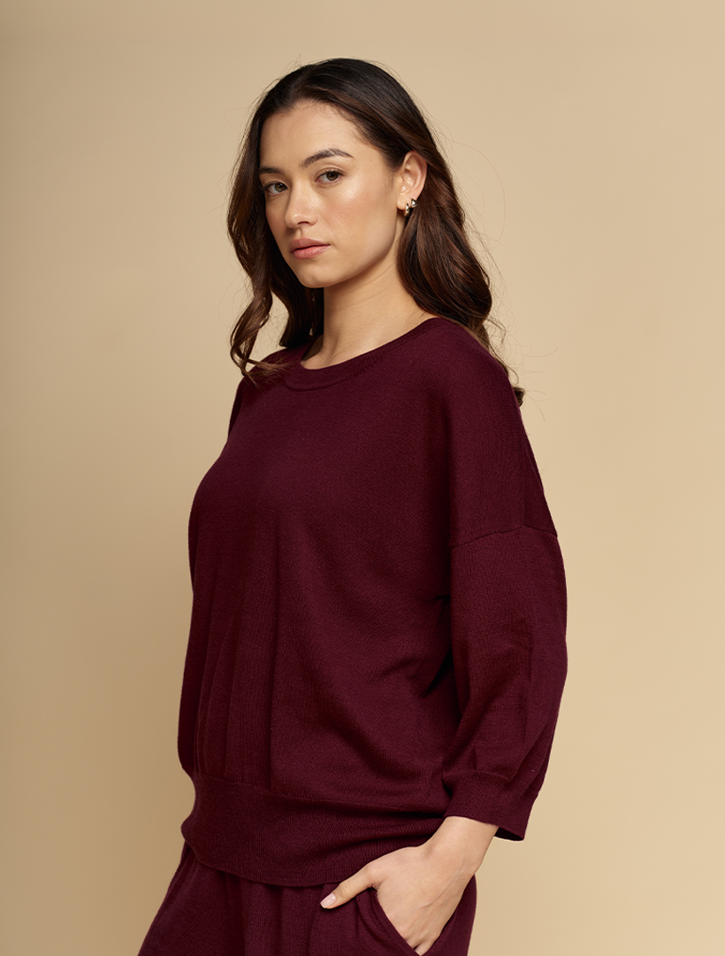 Tara Cotton Cashmere Knit Berry