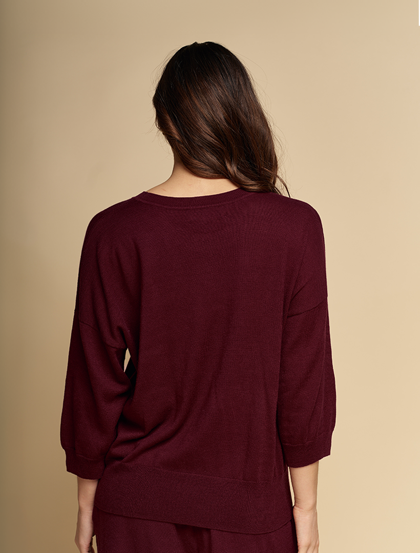 Tara Cotton Cashmere Knit Berry
