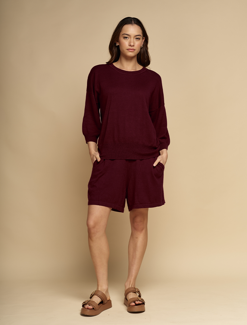 Tara Cotton Cashmere Knit Berry