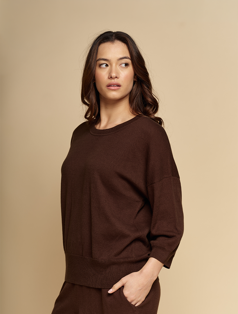 Tara Cotton Cashmere Knit Chocolate
