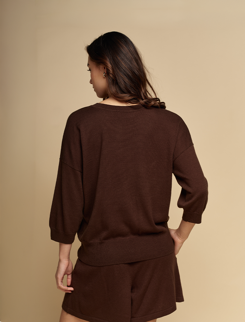 Tara Cotton Cashmere Knit Chocolate