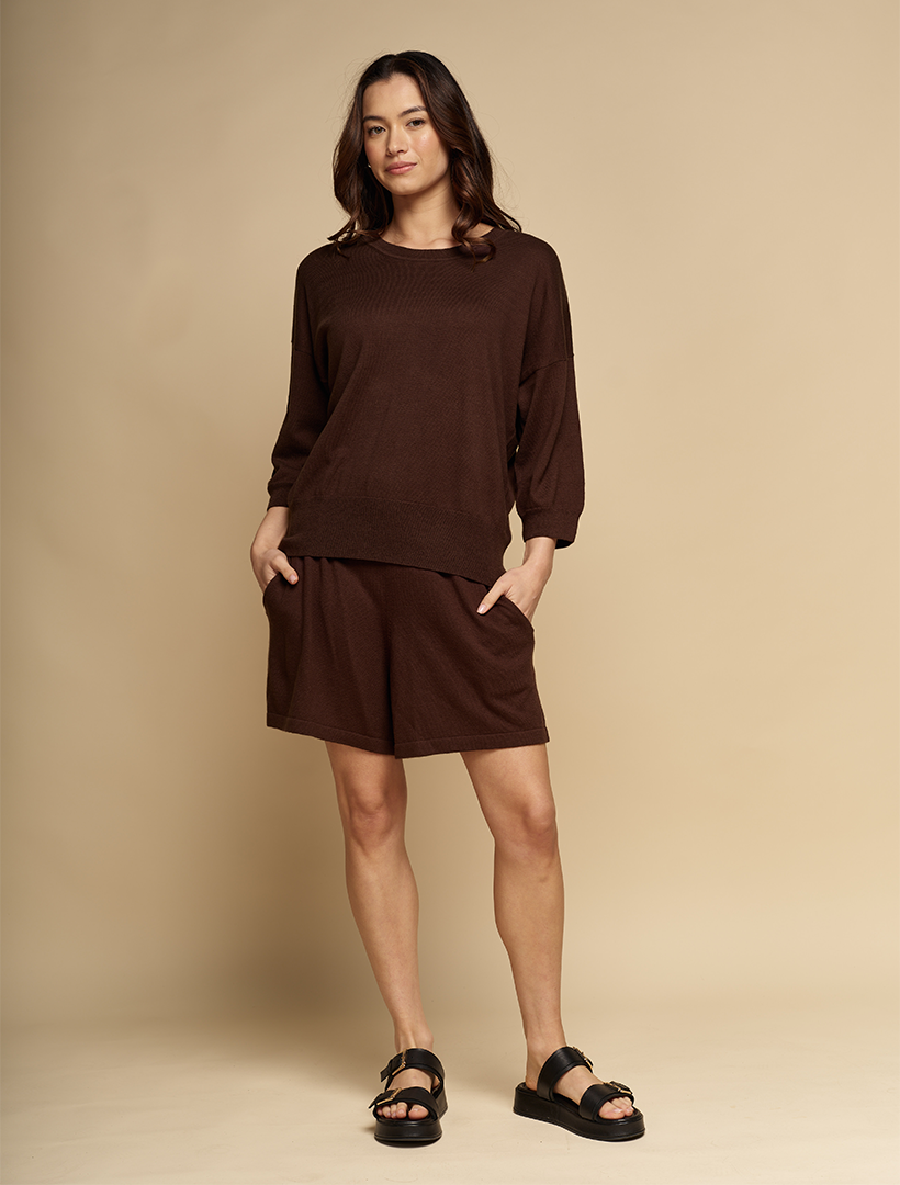 Tara Cotton Cashmere Knit Chocolate