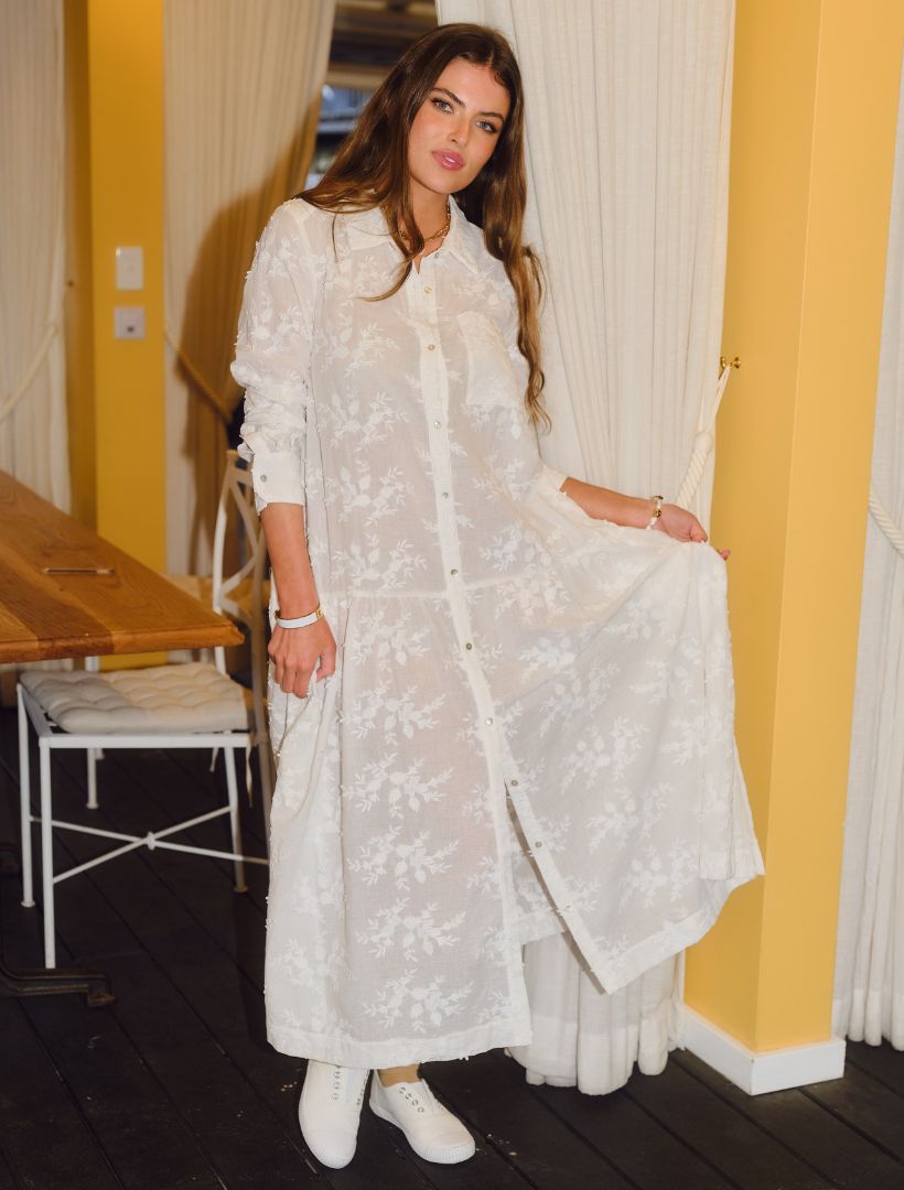 Front view - White lace maxi dress