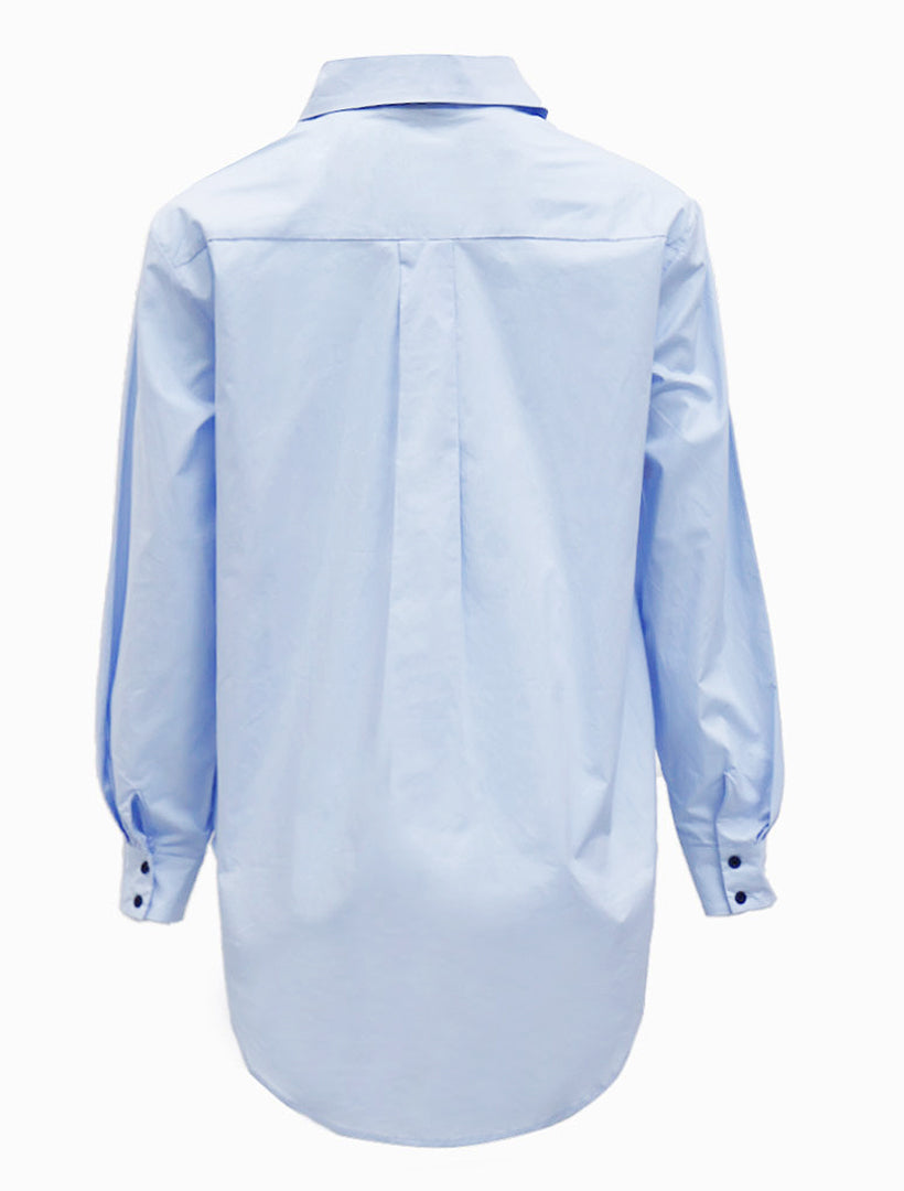 back view - blue cotton shirt